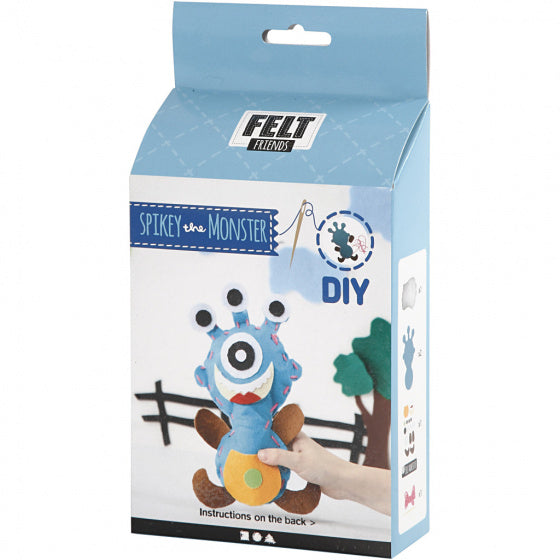 knutselset DIY-monster junior vilt blauw 4-delig