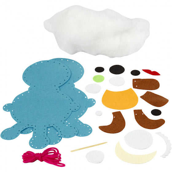 knutselset DIY-monster junior vilt blauw 4-delig