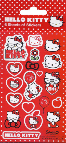 stickers Hello Kitty meisjes rood/wit 18 stuks