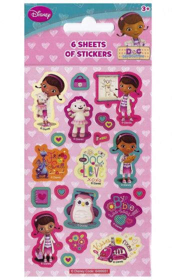 stickervel Doc McStuffin 12,5 cm roze 6 stuks