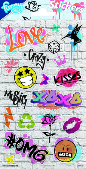 stickers Graffiti 20 x 10 cm papier 19 stuks