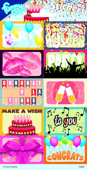 stickers Party junior 20 x 10 cm papier 10 stuks