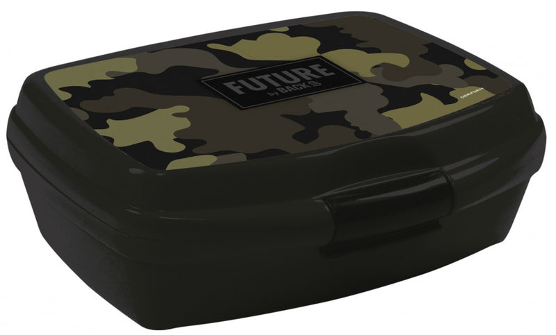 broodtrommel 17 x 13 x 6 cm zwart/groen