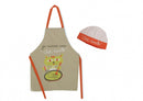 keukenschort met koksmuts je cuisime avec beige/oranje