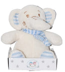 knuffelolifant junior 10 x 16 cm pluche wit/blauw