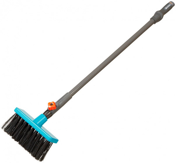 bezem junior 78 cm staal turquoise/grijs