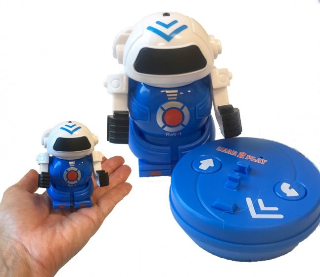 RC robot Mini Bot speelfiguur 10 cm blauw in blik