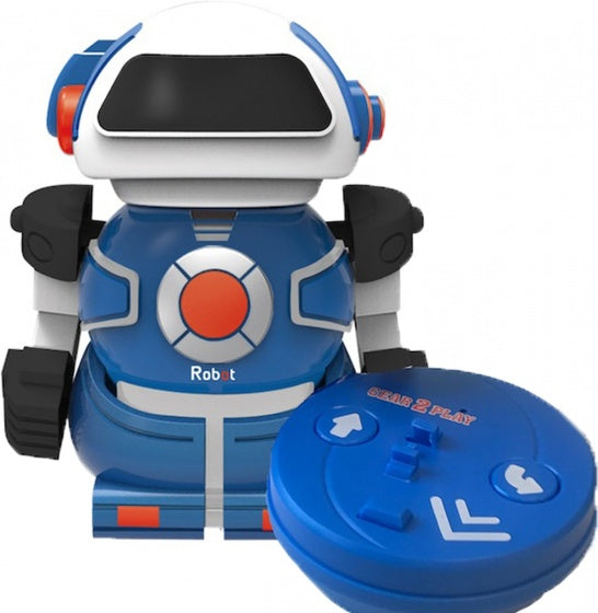 RC robot Mini Bot speelfiguur 10 cm blauw in blik