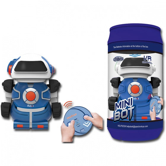 RC robot Mini Bot speelfiguur 10 cm blauw in blik