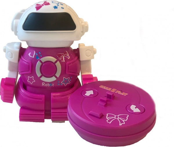 RC robot Mini Bot speelfiguur 10 cm roze in blik