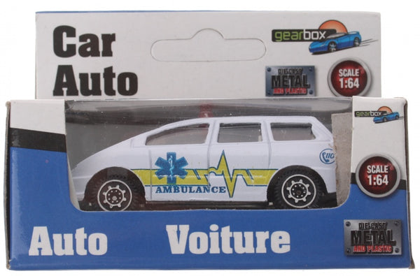 voertuig ambulance wit/geel staal 8 cm