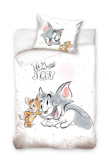 dekbedovertrek Tom & Jerry junior 120 cm katoen wit