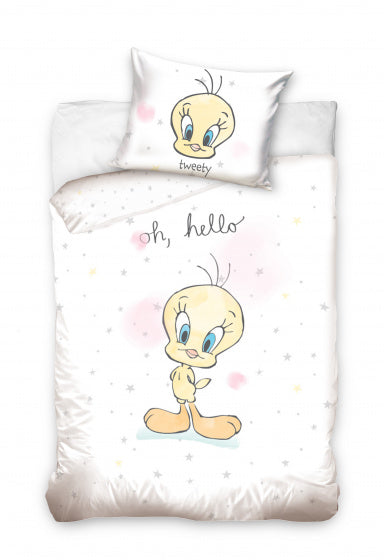dekbedovertrek Tweety junior 120 cm katoen wit