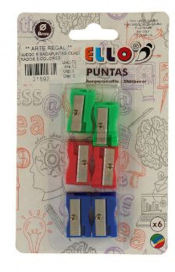 puntenslijpers groen/rood/blauw 6 stuks
