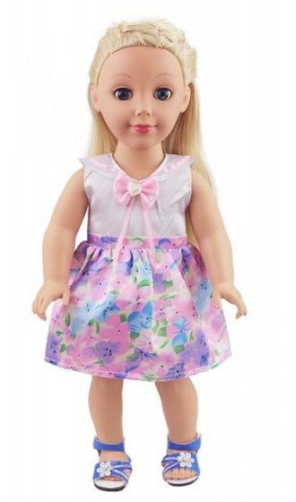 babypoppenjurk 46 cm roze/wit