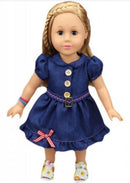 babypoppenjurk denim 46 cm donkerblauw