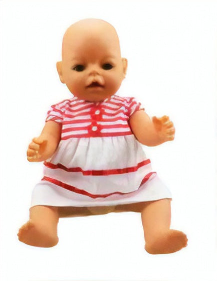 babypoppenjurk gestreept 46 cm wit/rood