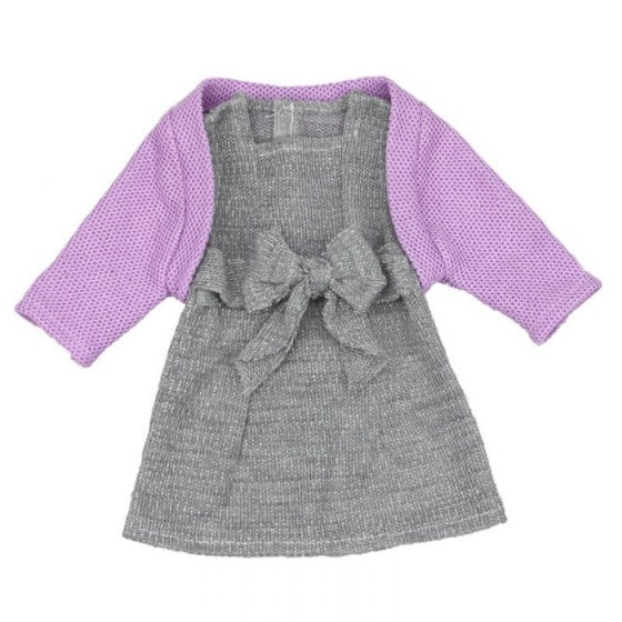 babypoppenjurk met jasje 46 cm grijs/paars