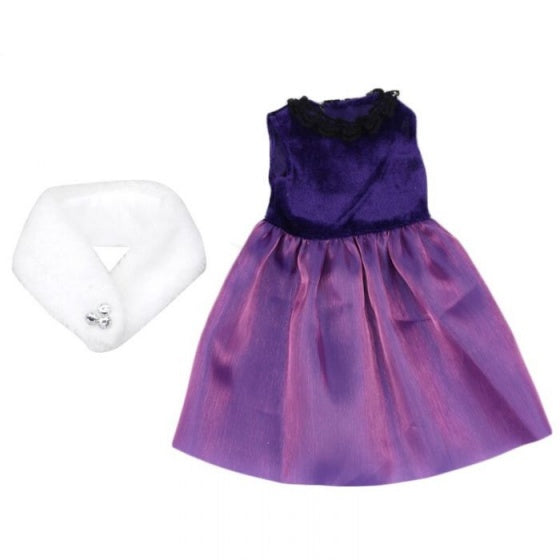 babypoppenjurk met sjaal 46 cm paars