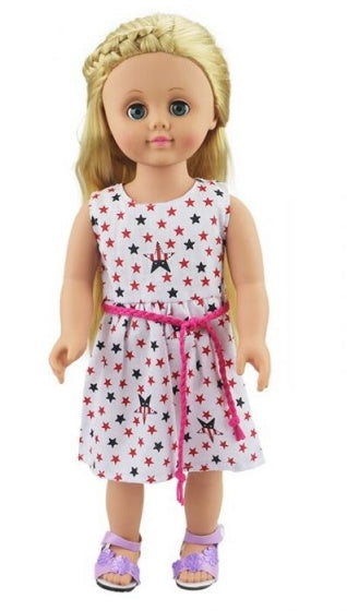 babypoppenjurk Stars 46 cm wit