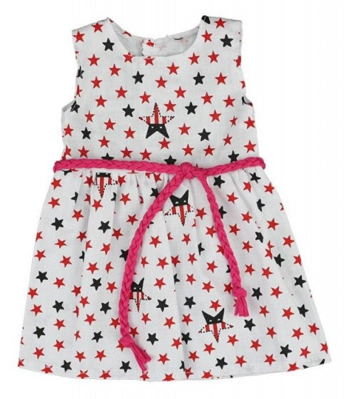babypoppenjurk Stars 46 cm wit