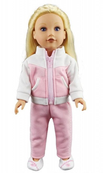 babypoppenkleding 43 cm roze/wit