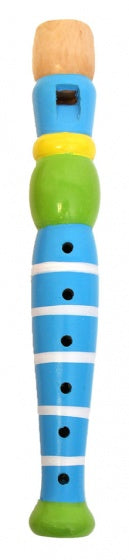 blokfluit hout 12 cm blauw/groen