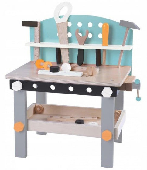 werkbank junior 49 x 45 x 29,5 cm hout naturel/blauw