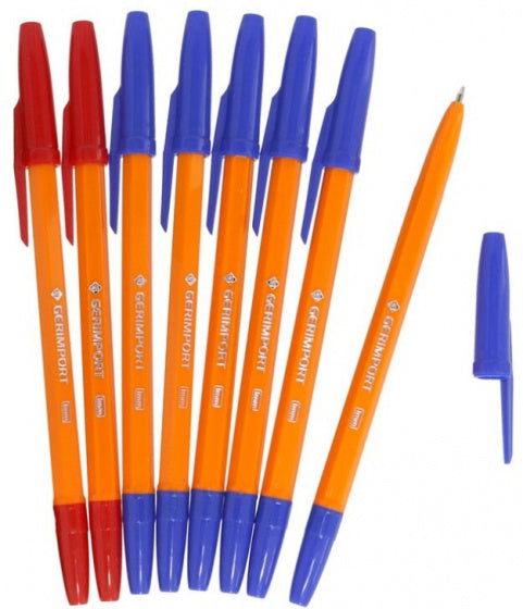 balpennen 16,5 cm blauw/rood 8 stuks