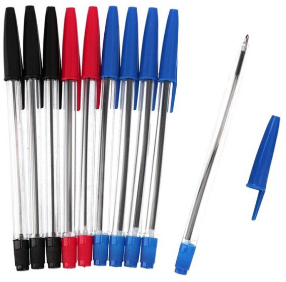 balpennen 15 cm blauw/zwart/rood 10 stuks