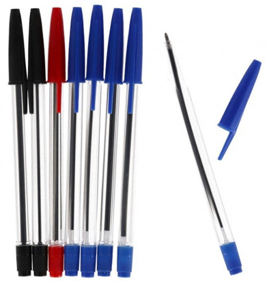 balpennen 15 cm blauw/zwart/rood 8 stuks