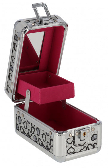 make-up koffer 15 x 9 cm aluminium zilver/grijs