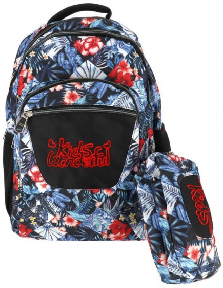 rugzak met etui junior 32 x 43 cm polyester blauw