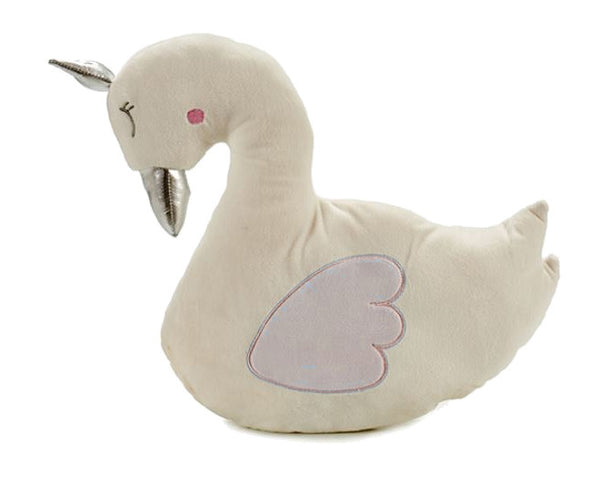kussen zwaan junior 37 x 35 cm wit/roze