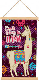 poster Llama 33 x 54 cm canvas/hout paars