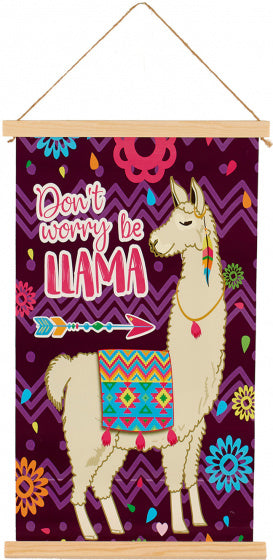 poster Llama 33 x 54 cm canvas/hout paars