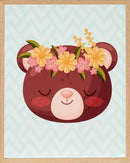 schilderij 50 x 40 cm hout roodbruin/lichtblauw/wit