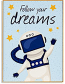 schilderij Follow your Dreams 80 x 60 cm hout blauw