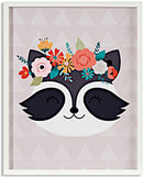 schilderij wasbeer 50 x 40 cm hout wit/zwart/grijs