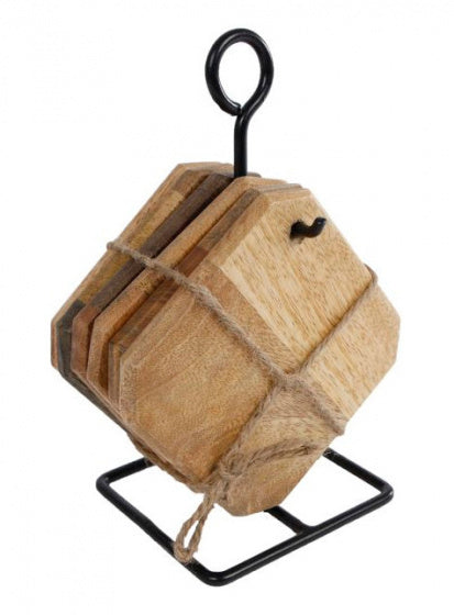 Onderzetters met standaard "Karin"  hout 10x10x19cm