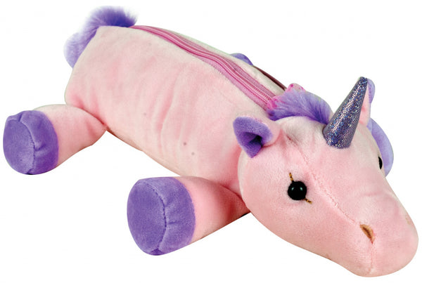 etui eenhoorn junior pluche 28 x 8 cm roze/paars