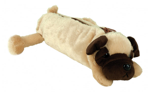 etui hond junior 28 x 8 cm pluche lichtbruinbruin