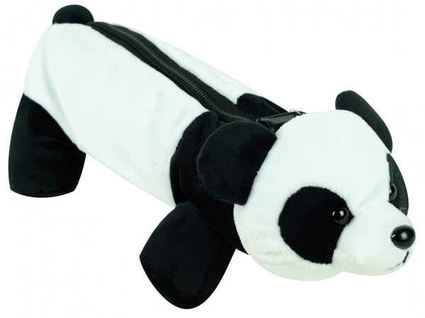 etui panda junior pluche 28 x 8 cm zwart/wit