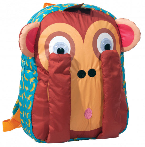 kinderrugzak aap 30 cm polyester 12 liter bruin/turquoise