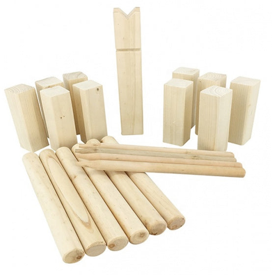 kubbset hout bruin/zwart 22-delig