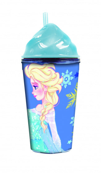 drinkbeker met rietje Frozen 2 350 ml blauw