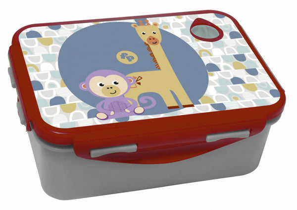 broodtrommel Fisher Price aap en giraffe grijs/bruin