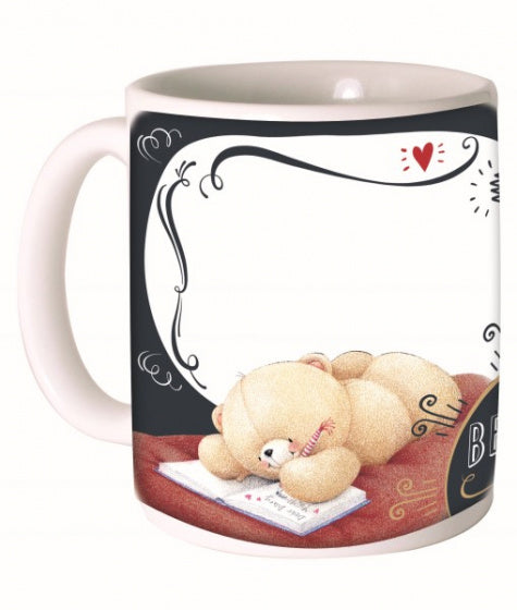 mok beer keramiek wit/bruin/zwart