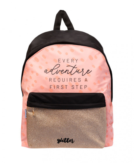 rugzak meisjes 20 liter polyester roze/zwart/goud