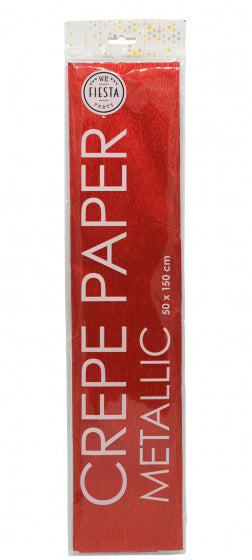 Metallic Crepepapier Rood, 50x150cm